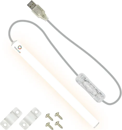 Vista 10 de TrueColor - Barra de luz LED alimentada por USB con cubierta esmerilada para debajo del gabinete, debajo del monitor, retroiluminación de TV, fácil