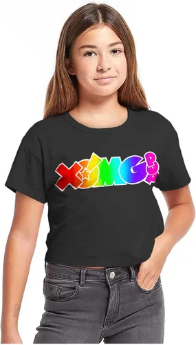 Vista 4 de XOMG POP Neon Glow Rainbow Logo - Camiseta juvenil para mujer
