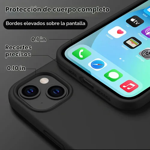 Vista 6 de CellEver Funda de silicona resistente para iPhone 13, protección militar contra caídas, protección elevada de pantalla y cámara, interior sin Negro
