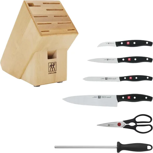Vista 12 de ZWILLING Twin Signature - Juego de cuchillos alemanes de 7 piezas con bloque, afilados, producidos en fábrica propia, acero de fórmula especial