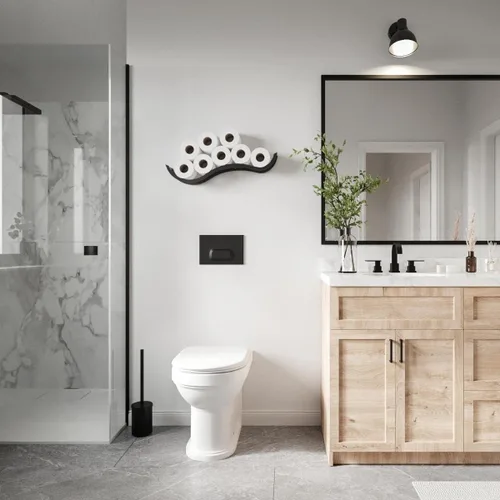 Vista 6 de EWARTWOODS Soporte de madera para papel higiénico para papel higiénico (negro)