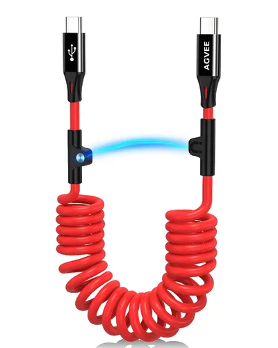 Vista 9 de AGVEE Cable de carga corto USB-C a Lightning en espiral de 1.5 pies [certificado MFI] Cable de carga rápida PD de 30 W en el automóvil para iPhone