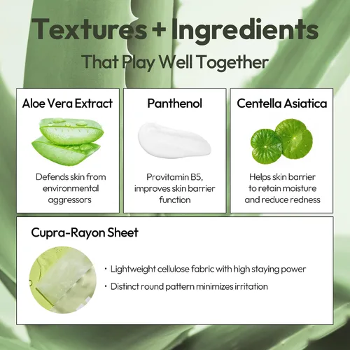 Vista 3 de LAPCOS Máscara de hojas de aloe, máscara facial diaria con pepino y gel de aloe para calmar e hidratar la piel, favorita de la belleza coreana