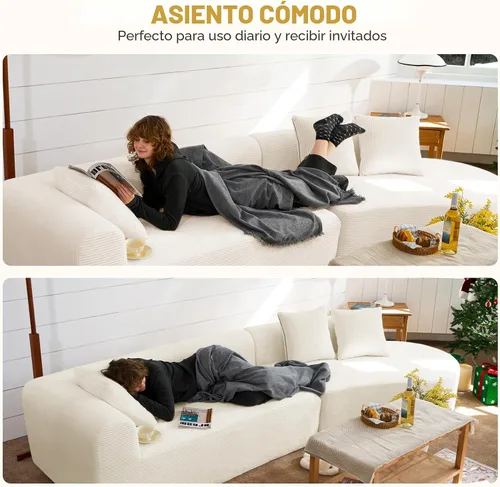 Vista 7 de Sofá modular modular de 126 pulgadas, moderno sofá curvado de nube con asiento profundo, sofás tapizados de gran tamaño para sala de estar, no Beige