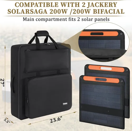 Vista 2 de Bolsa de viaje para panel solar, bolsa de almacenamiento portátil para panel solar compatible con Jackery SolarSaga 100 W, 200 W, 100 X, funda