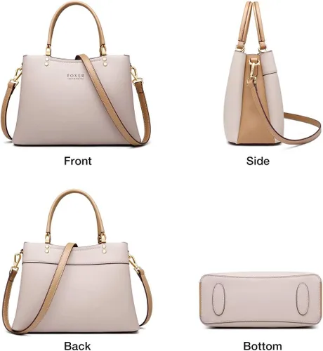 Vista 4 de Leather Handbags for Women, Genuine Leather Ladies Top-handle Bags with Adjustable Shoulder Strap Women's Designer Tote Bags Womens Crossbody