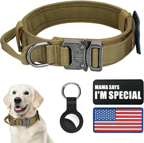 Vista 6 de Collar táctico para perro y correa elástica, juego de collar y correa militar para perro con bandera estadounidense de Estados Unidos, collar K9
