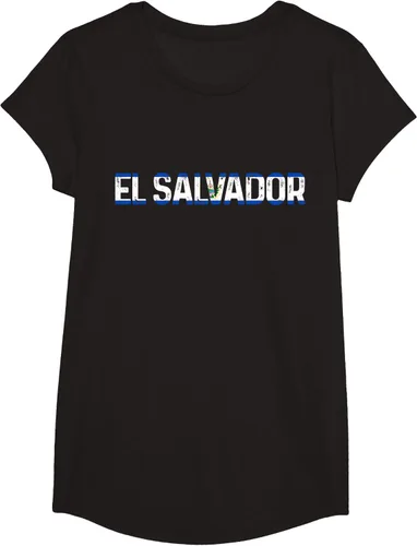 Vista 3 de Camiseta Vintage Pride con bandera salvadoreña de El Salvador, Negro