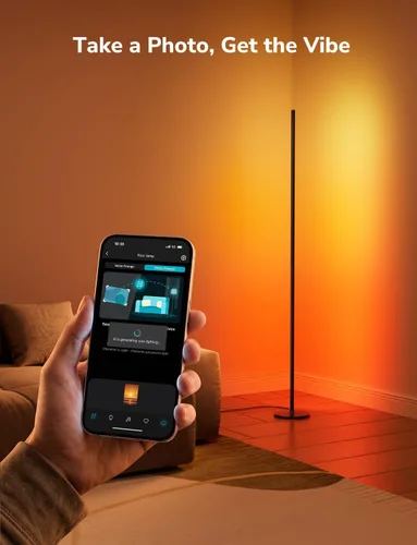 Vista 7 de Lepro OE1 Lámpara de pie de esquina AI, lámpara de esquina LED inteligente RGBICW con sincronización de música, habilitada para Alexa, diseñador