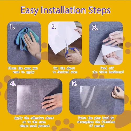 Vista 5 de Protector de muebles antiarañazos para gatos, paquete de 6 unidades, cinta adhesiva de una sola cara, resistente, sin residuos para sofá, puertas