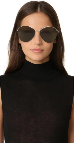 Vista 2 de Prada Lentes de sol ovalados para mujer, color plateado y gris, talla única, plateado