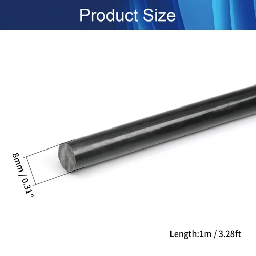 Vista 2 de Aicosineg Varilla redonda de plástico Polioximetileno Stick para la industria mecánica POM sólido duro negro 1/3 x 39-3/8 pulgadas (D x L) 1 unidad