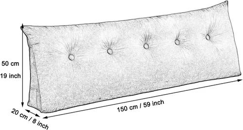 Vista 2 de Almohada de cuña para dormir, cabecero de espalda, cojín triangular largo, almohadas de lectura para sentarse en la cama para adultos con funda