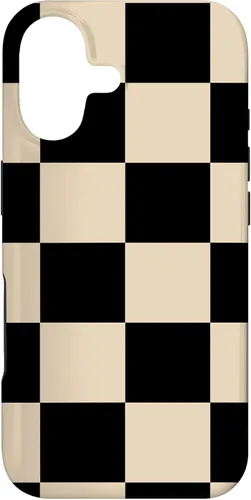 Vista 32 de Black and Beige Classic Checkered Big Checkerboard Pattern Case for iPhone 16