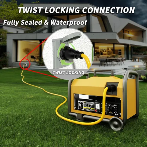 Vista 6 de PlugSaf Cable generador de 50 pies y 30 amperios de 4 clavijas con conector Amarillo