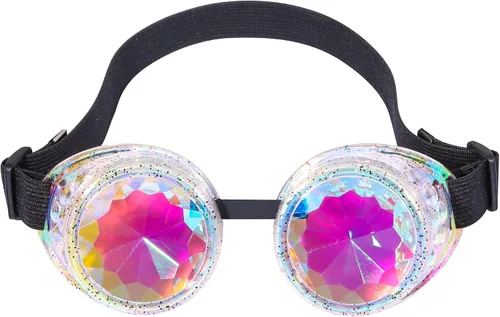 Vista 50 de Gafas de caleidoscopio retro con pinchos, gafas de cristal arcoíris steampunk estilo soldadura, gafas de cosplay punk