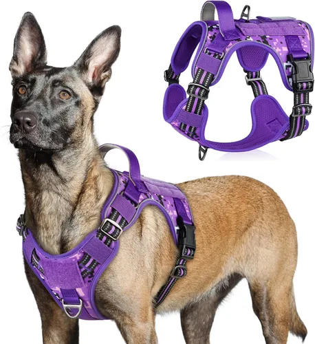 Vista 17 de rabbitgoo Arnés táctico para perros pequeños, chaleco de servicio militar sin tirones con asa y Molle, de fácil control para entrenar y caminar