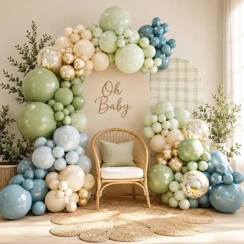 Vista 9 de Jobkoo Kit de Guirnalda de Arco de Globos de Videojuegos con Globos de Papel Metálico de Controlador de Juego Globos de Látex Azules Verdes Negros