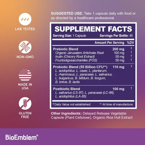 Vista 5 de BioEmblem Complejo triple de magnesio y probióticos para mujeres y hombres