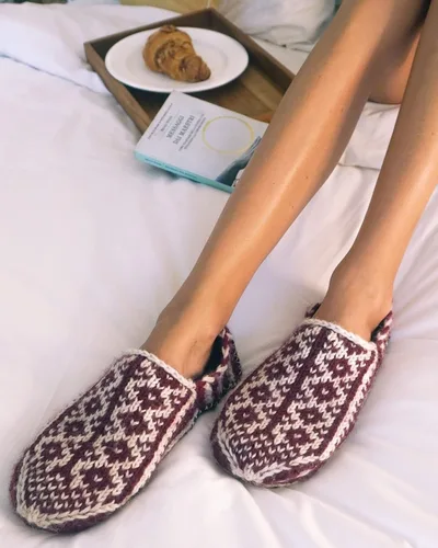 Vista 6 de Tibetan Socks Pantuflas tipo botín con forro polar de lana tejida a mano
