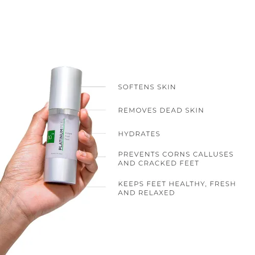 Vista 2 de Nu119 Platinum Instant Foot Peel Spray - Exfoliante y removedor de callos para talones y pies secos y agrietados - Solución de exfoliación de piel