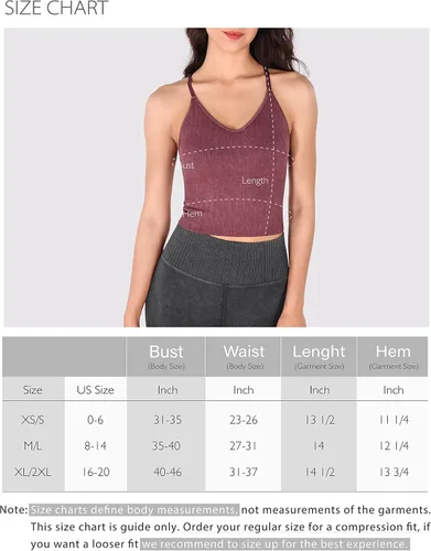 Vista 6 de ODODOS Sujetador deportivo sin costuras con almohadillas extraíbles para mujer, cuello en V, acanalado, Brami de línea larga, top corto