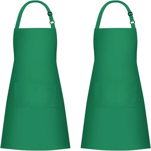 Vista 18 de Jubatus Paquete de 2 delantales 100% algodón con 2 bolsillos para cocinar, cocinero, delantal ajustable para mujeres y hombres, color beige