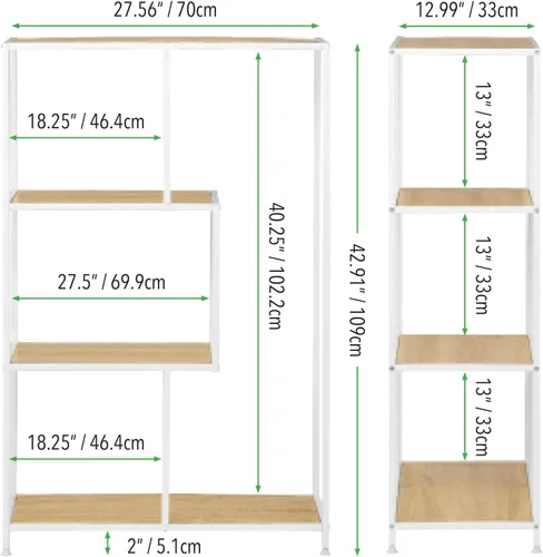 Vista 3 de mDesign Organizador de estante de almacenamiento de metal de mediados de siglo, 4 niveles, uso en baño, cocina, entrada, pasillo, vestíbulo