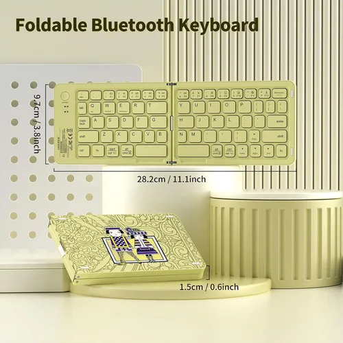 Vista 2 de Mini teclado Bluetooth plegable, teclado portátil compacto inalámbrico recargable con 67 teclas delgadas y silenciosas, bonito teclado de viaje