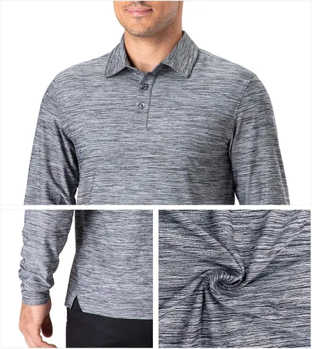 Vista 30 de NAVISKIN Camisas polo para hombre, de secado rápido, UPF 50, manga larga y corta, que absorben la humedad