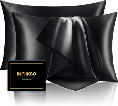 Vista 79 de INFIIXSO Funda de almohada de seda de morera, para cabello y piel, tamaño estándar, cremallera oculta, 20 x 26 pulgadas, suave y refrescante