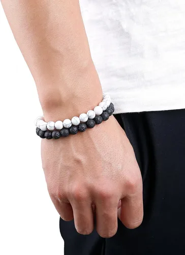 Vista 5 de Funrun Jewelry 6 pulseras de cuentas para hombres y mujeres con piedra natural Mala