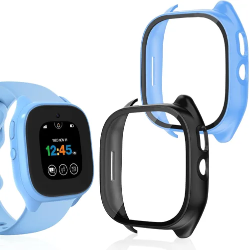 Vista 10 de Paquete de 2 fundas compatibles con Verizon Gizmo Watch 3, protector de pantalla de policarbonato duro de policarbonato integrado, protector