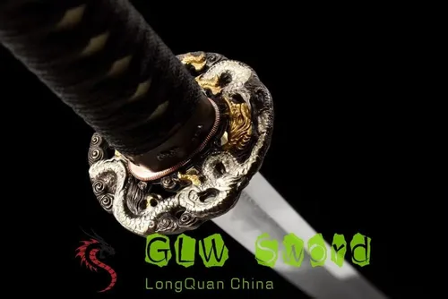 Vista 3 de GLW - Espada real de espiga completa de 41 pulgadas, Katana samurái japonesa hecha a mano, arcilla templada, acero plegado