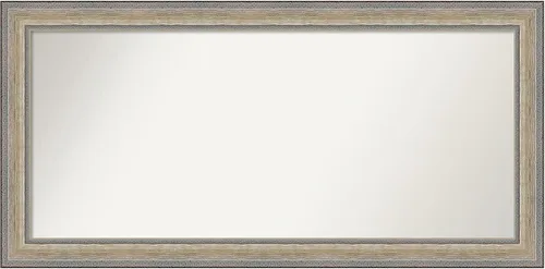 Vista 456 de Amanti Art Espejo de baño plateado para sobre el fregadero, 28 x 37 pulgadas, elegante espejo rectangular de peltre cepillado, marco de madera