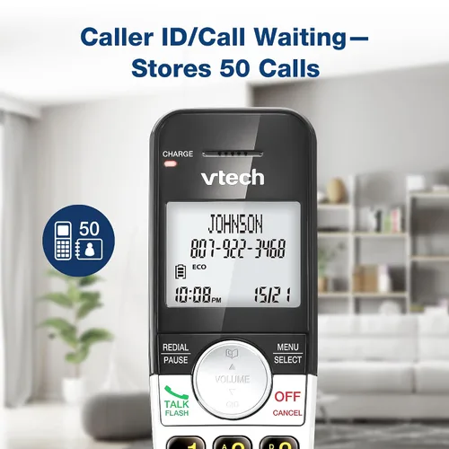 Vista 2 de VTech Teléfono inalámbrico con pantalla grande y botones grandes, DECT 6.0 con identificador de llamadas/llamada en espera, altavoz dúplex completo