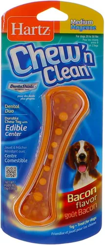 Vista 3 de Hartz Chew N' Clean Dental Duo - Juguete masticable para perros, sabor a tocino, mediano 1 unidad (paquete de 6)