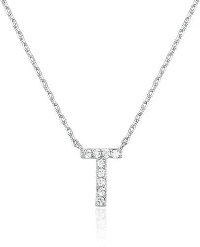 Vista 154 de PAVOI 14K White Gold Plated Cubic Zirconia Initial Necklace Letter Dainty Necklaces for Women