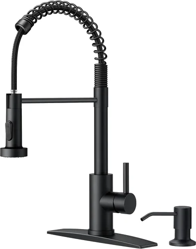Vista 10 de FORIOUS Grifo de cocina con rociador extraíble, grifo de fregadero clásico de resorte extraíble de acero inoxidable comercial de una sola manija
