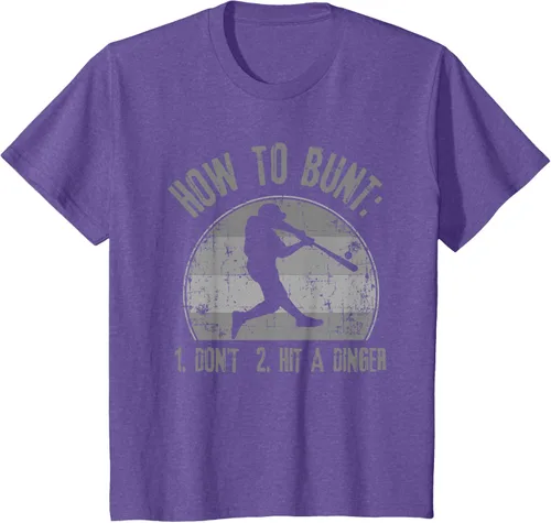 Vista 64 de Cómo Bunt Don't Hit A Dinger - Camiseta divertida de béisbol y sóftbol, Negro, S