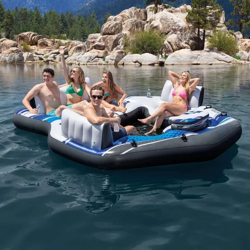 Vista 3 de Intex Flotador de piscina de descanso de 5 asientos y flotador de tubo de piscina de 2 asientos con enfriador y kit de reparación