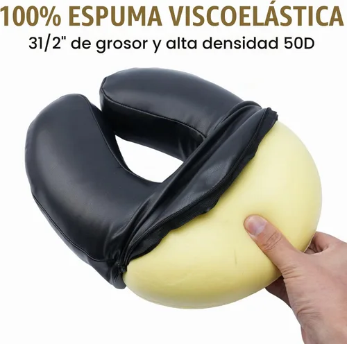 Vista 4 de Cuna de masaje facial con cojín para mesa de masaje y reposacabezas Negro