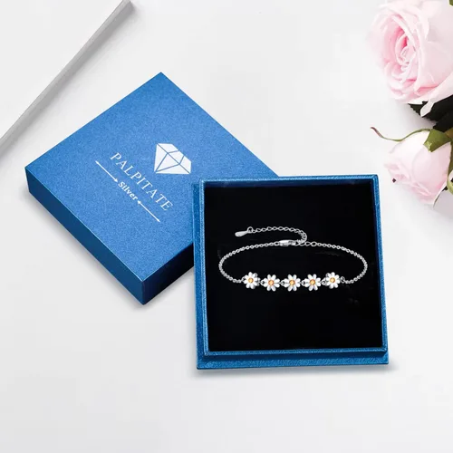 Vista 7 de Palpitate Pulsera de plata de ley, delicada joyería que no se deslustra para mujeres, mamá, madre, ella, regalo de margarita en cumpleaños
