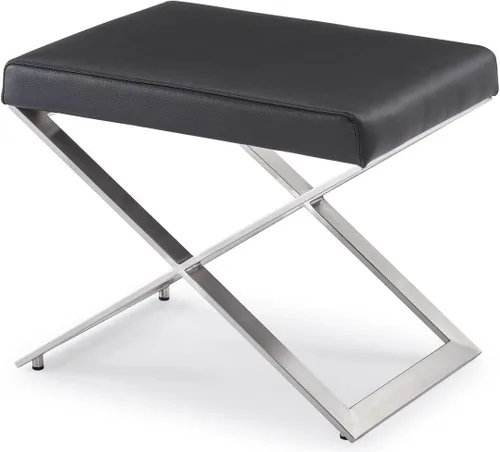 Vista 6 de ZURI Modern Fenix Otomana - Piel sintética negra con acero inoxidable cepillado