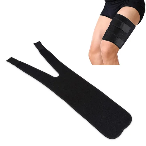 Vista 6 de Soporte para muslos, soporte para muslos con tiras antideslizantes de silicona, compresión para los isquiotibiales para hombres y mujeres, soporte