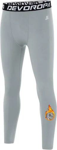 Vista 15 de DEVOROPA - Leggings de compresión para niños, mallas deportivas con forro polar, capa base térmica Verde militar (forro polar)