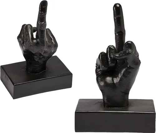 Vista 2 de Estatua de escritorio de dedo medio, gesto de mano FCK You, estatua de resina para el hogar, oficina, patio y más - Figura de pisapapeles de mano
