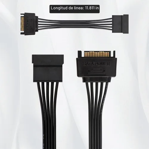 Vista 5 de J&D Cable de extensión de alimentación SATA de 15 pines (paquete de 2), cable Sata macho a hembra, extensión de cable de alimentación SATA, 10