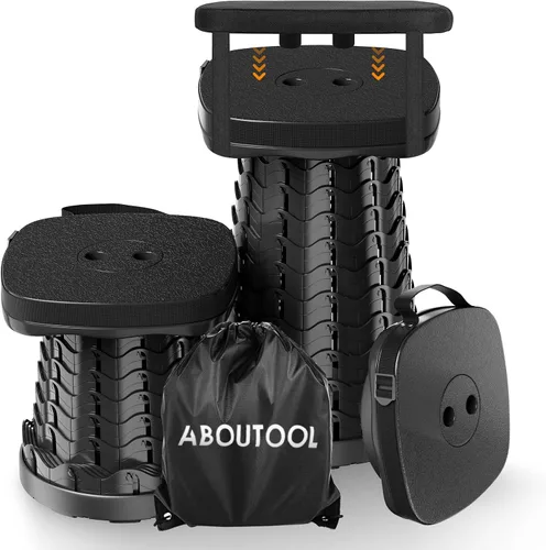 Vista 8 de aboutool Paquete de 2 taburetes plegables – Taburete plegable portátil para adultos, ligero pero resistente, capacidad de 400 libras para camping
