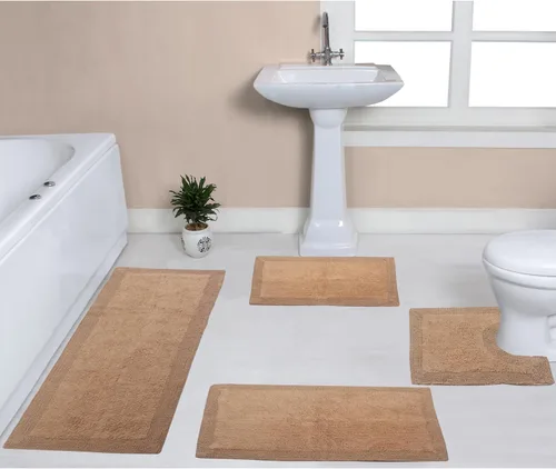 Vista 24 de Home Weavers Luxury Collection 100% Cotton Reversible Bathroom Rugs Set, Washable Rug, Soft Cotton Extra Soft and Absorbent Bath Rug, Kitchen Mat, 2
